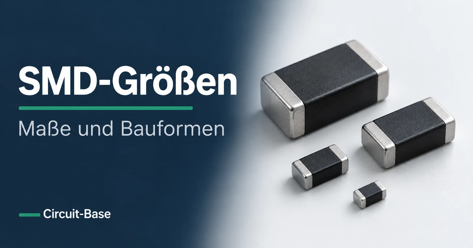 SMD-Größen: Illustration rechteckiger Chip-Bauteile in unterschiedlichen Baugrößen.